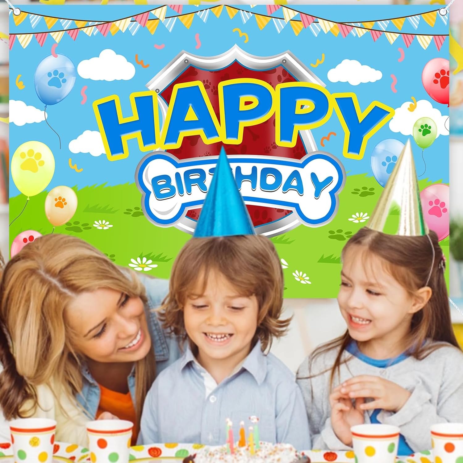 Skiennix 5x3ft Cartoon Dog Theme Backdrop - Perfect Photography Background for Kids' Birthday Parties