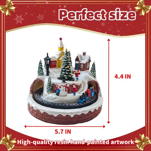Christmas Village Decoration - Spinning Train & Tree, Musical Collectible with LED Lights | 8 Songs, Timer Function, Dual Power