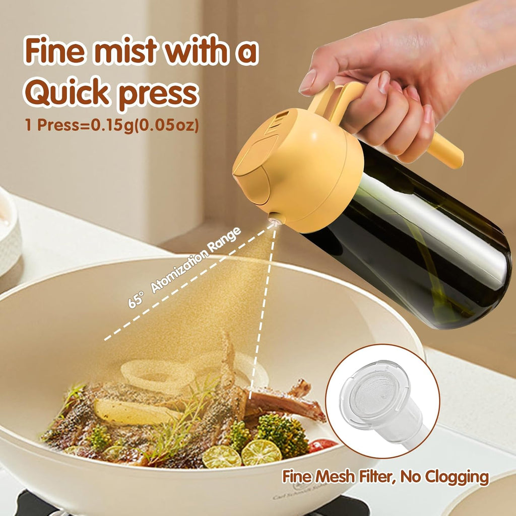 YARRAMATE Dark Green Glass Oil Sprayer - 16oz Light-Blocking Olive Oil Dispenser for Cooking & BBQ
