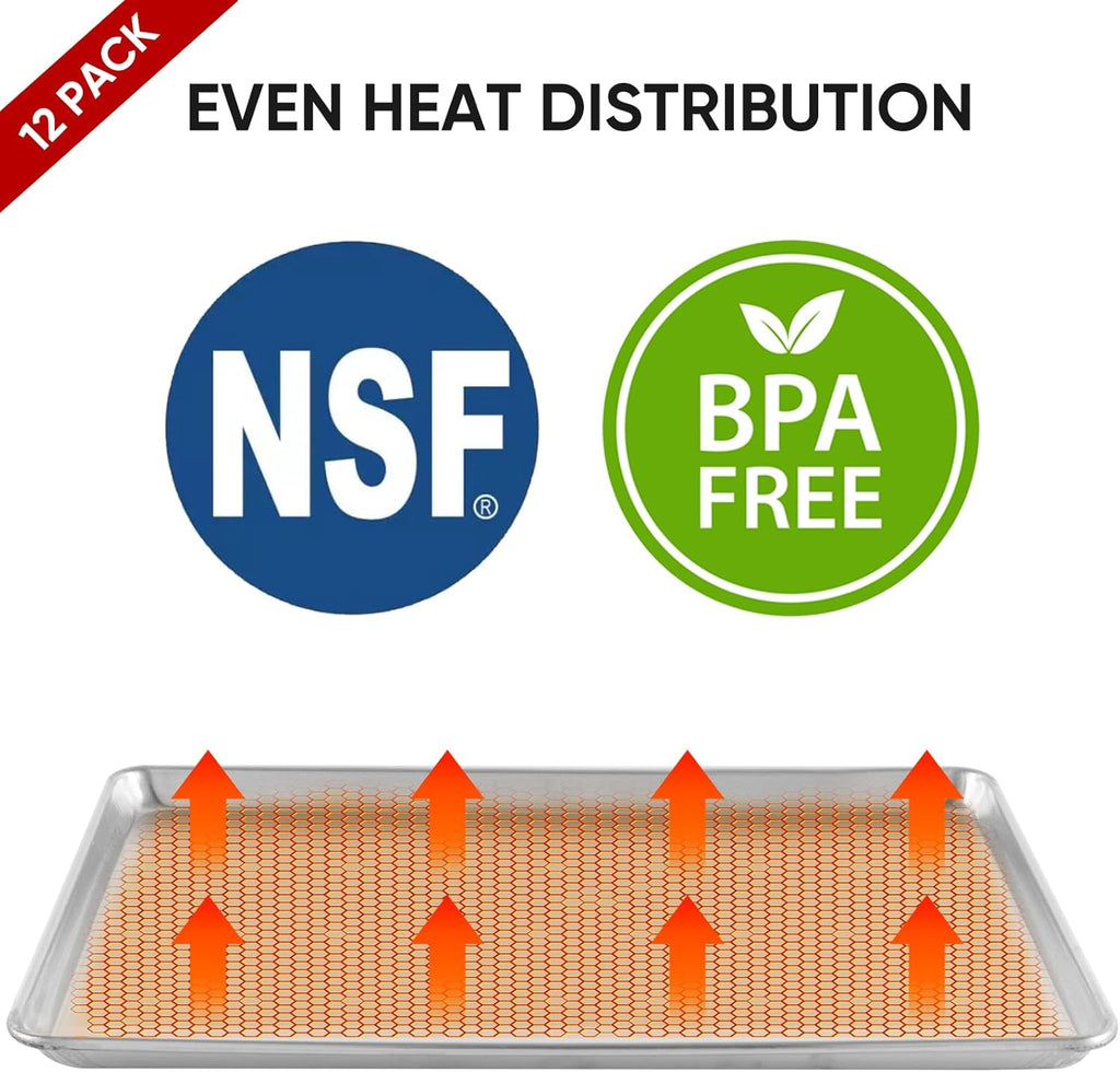 TENUP 12 Pack Aluminum Full Sheet Pans - Heavy Duty 26" x 18" Baking Trays, Warp-Resistant & Rust-Free