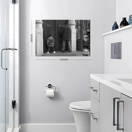 Classic Movie Posters Canvas Print | Funny Bathroom Wall Decor - Black and White Art 12x16 Inch