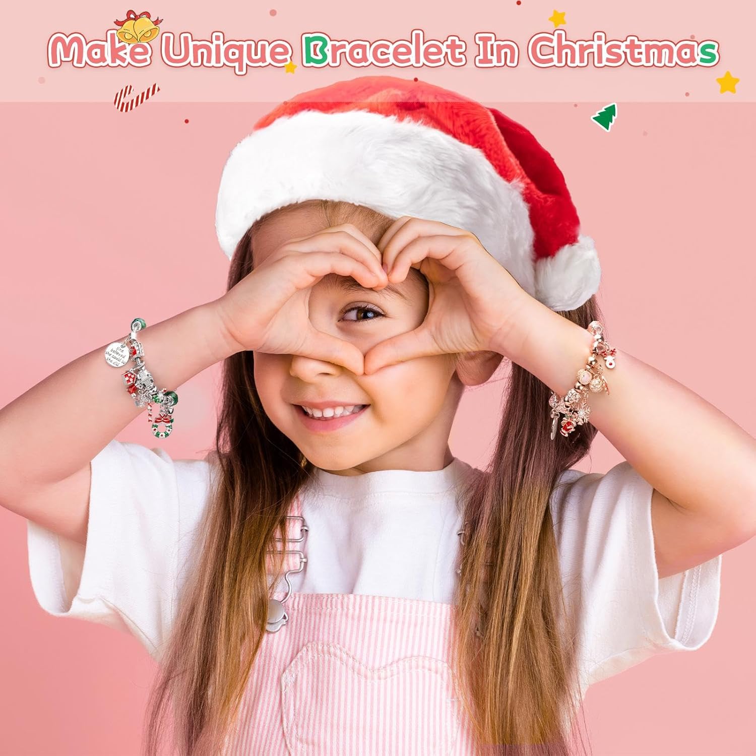 Skiennix Advent Calendar 2025 - Girls' DIY Charm Bracelet Jewelry | 24-Day Pink Xmas Countdown Gift