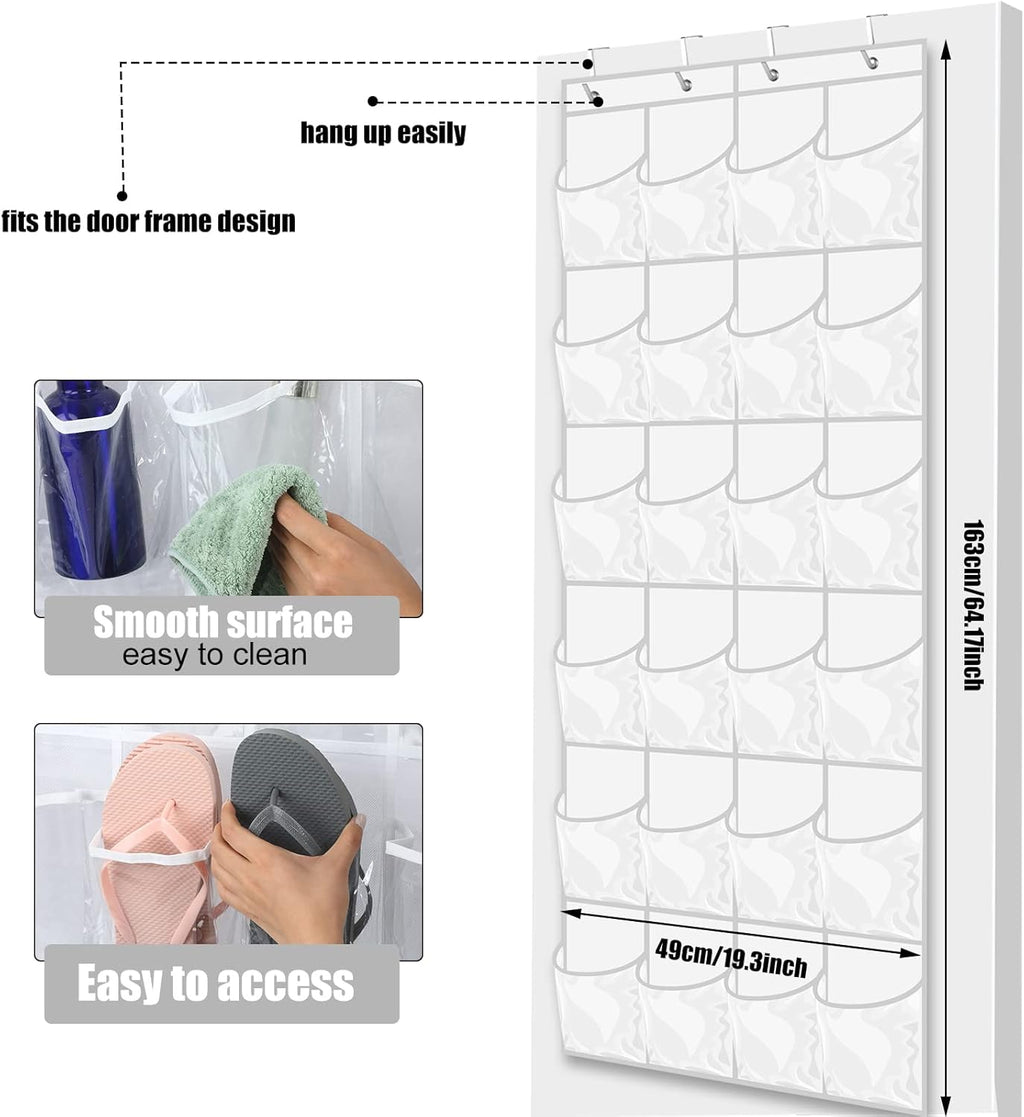 Windyun 24-Pocket Hanging Organizer - Large Clear Shoe Rack for Closet & Bathroom | Waterproof & Nonslip