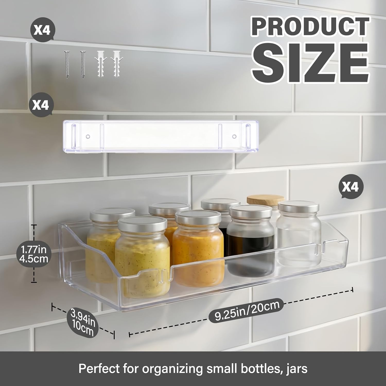 Skiennix Clear Acrylic Floating Shelves - Versatile Wall Mount Organizer for Bathroom, Kitchen & Living Room