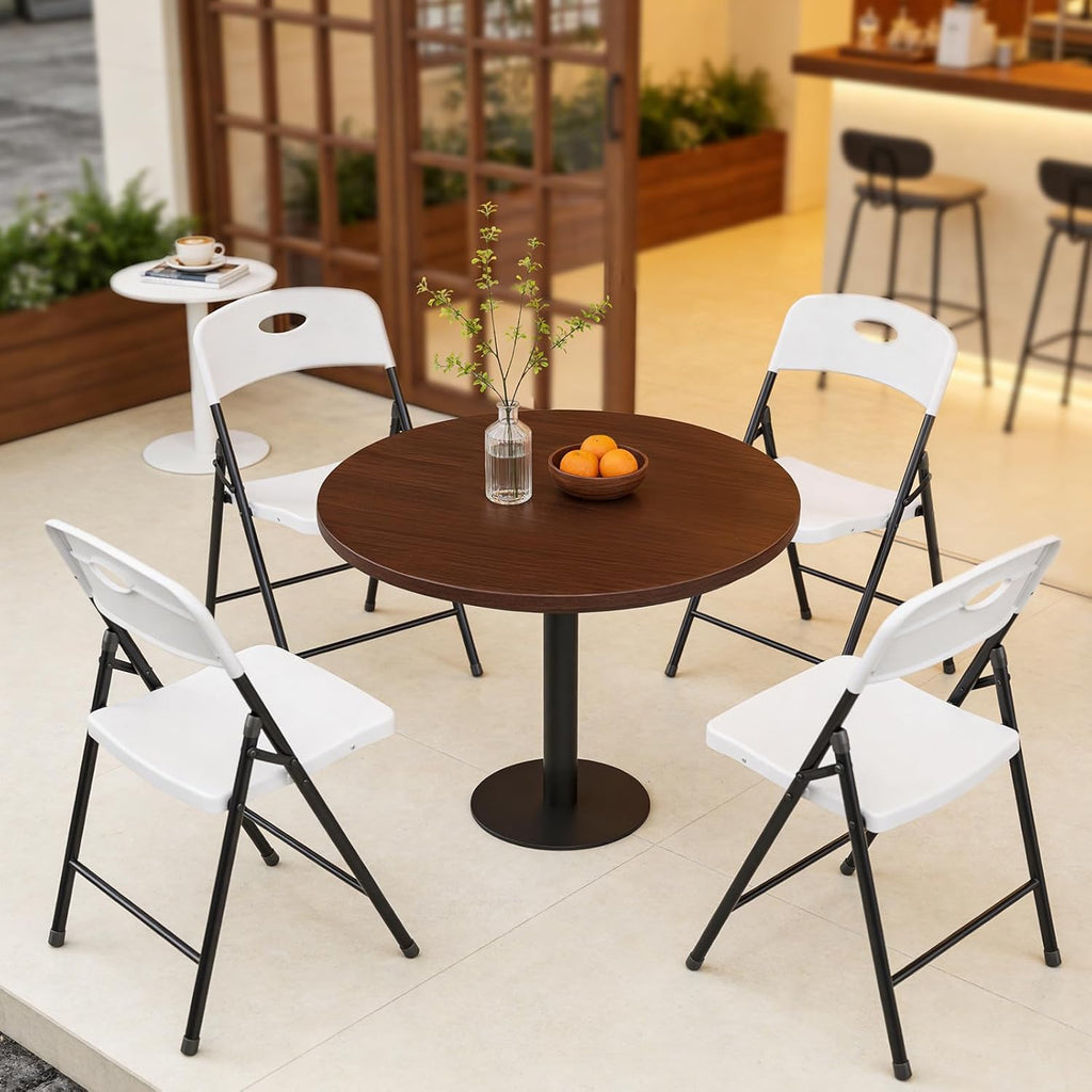 Plastic Folding Chairs 4-Pack - Sturdy Metal Design | Heavy-Duty 350 lbs Capacity for Indoor & Outdoor Use