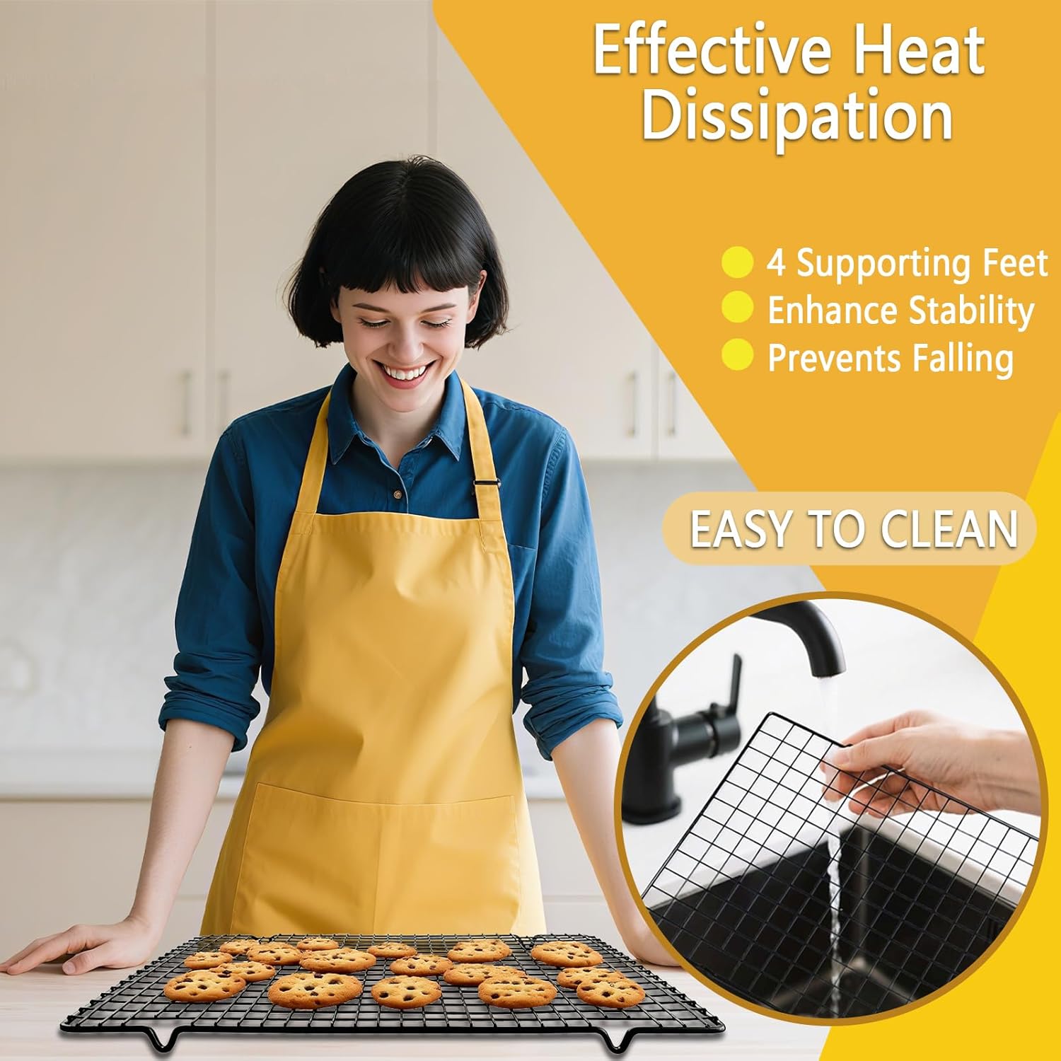 VNIMTI Cooling Rack Set - Oven Safe Cookie Cooling Wire Racks for Baking & Grilling | 16" x 10" Grids