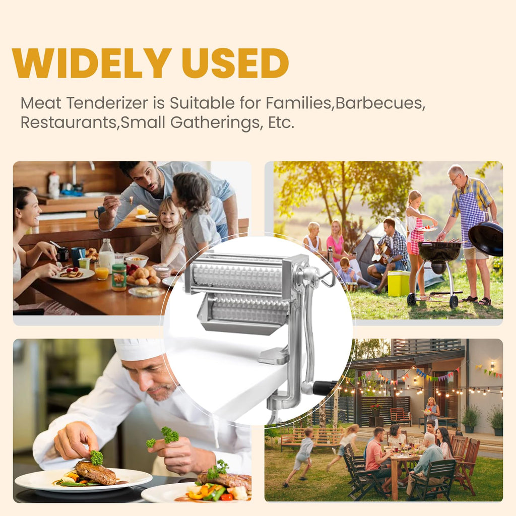 RLOZUI Heavy Duty Manual Meat Tenderizer Cuber Tool Steak Flatten Cuber Rolling Meat Poultry Tenderizer Machine Clamp on Meat Tenderizer Kitchen Tool