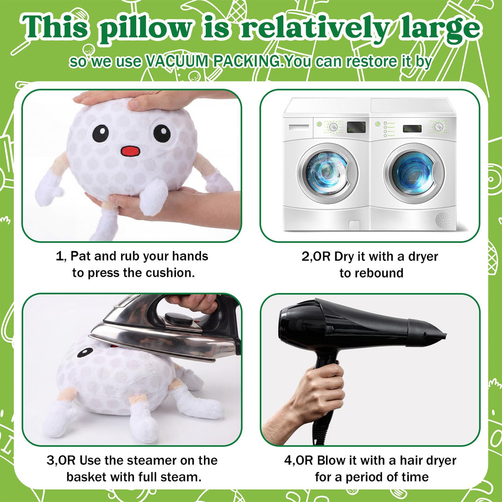 Soulchen Golf Pillow Plush Stuffed Animal Funny Plushies Toy Gift for Kids, 11 Inch Cute Soft Golf Throw Pillows with Arms Legs for Sports Fans Boys Girls Bed Room Decor Birthday Favors