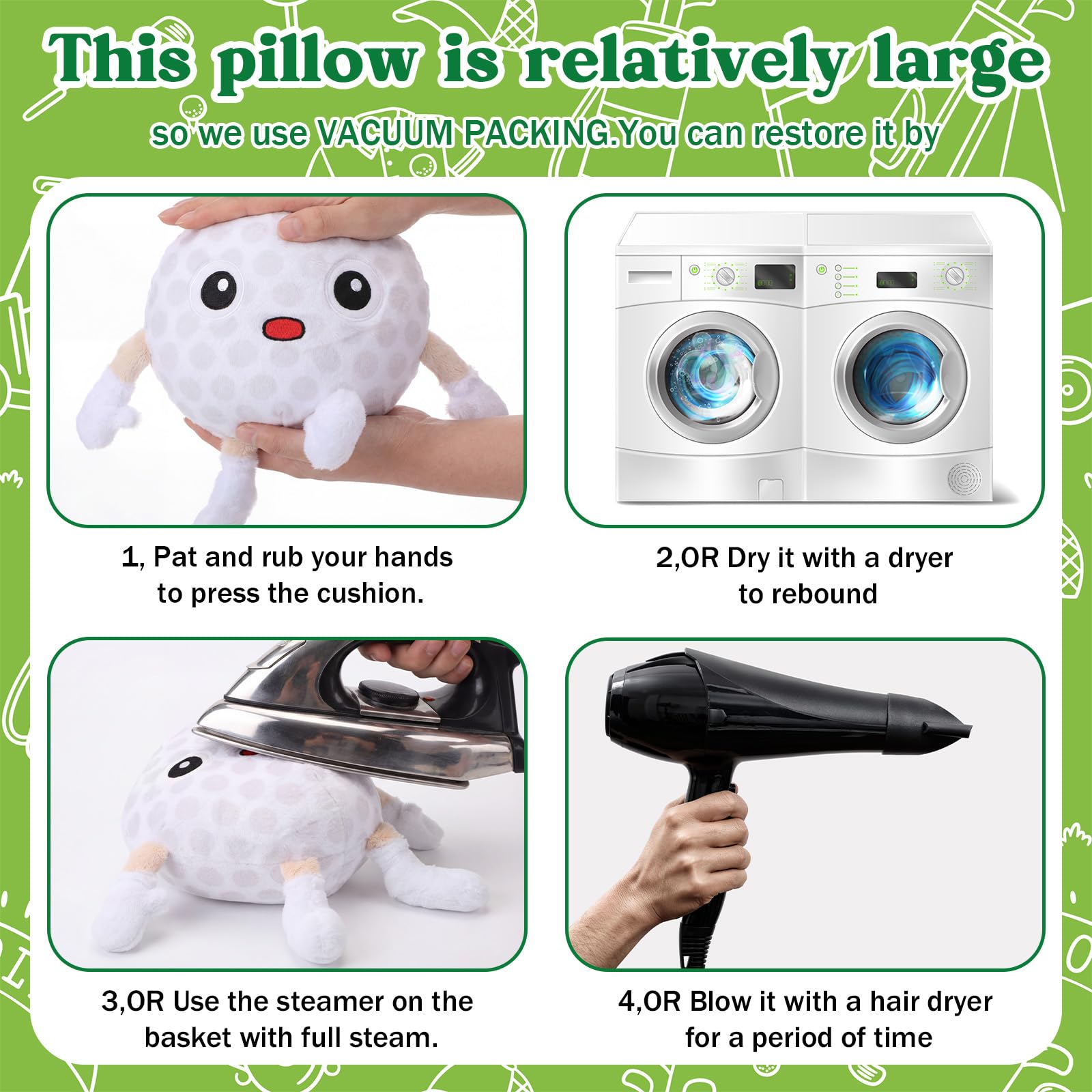 Soulchen Golf Pillow Plush Stuffed Animal Funny Plushies Toy Gift for Kids, 11 Inch Cute Soft Golf Throw Pillows with Arms Legs for Sports Fans Boys Girls Bed Room Decor Birthday Favors