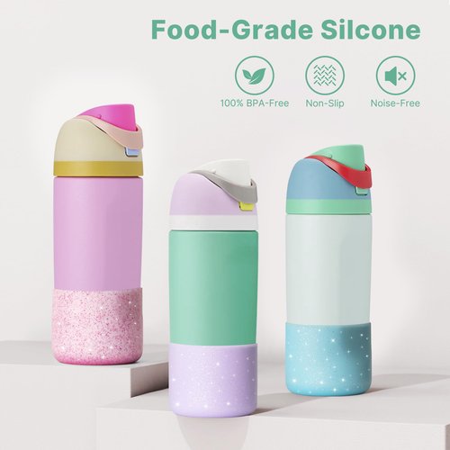 Diumepo Silicone Boot for Owala 14/16 oz Water Bottle, Anti-Slip Protective Sleeve for Owala 12 oz Kids Tumbler, Boot Bottom Base fit Flip 14 oz Insulated Stainless-Steel Water Bottle (Glitter Purple)