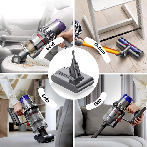 Dyson V8 Battery Replacement - 21.6V 8000mAh Compatible with V8 Animal/Absolute/Motorhead | Includes Filters & Cleaning Brush