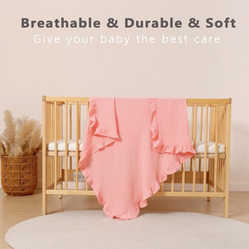 Organic Muslin Baby Blankets, Cotton Crib Blanket for Baby Infant Toddler, Super Soft and Lightweight Nursery Blankets 47"x47"| Perfect for Boys & Girls (White)