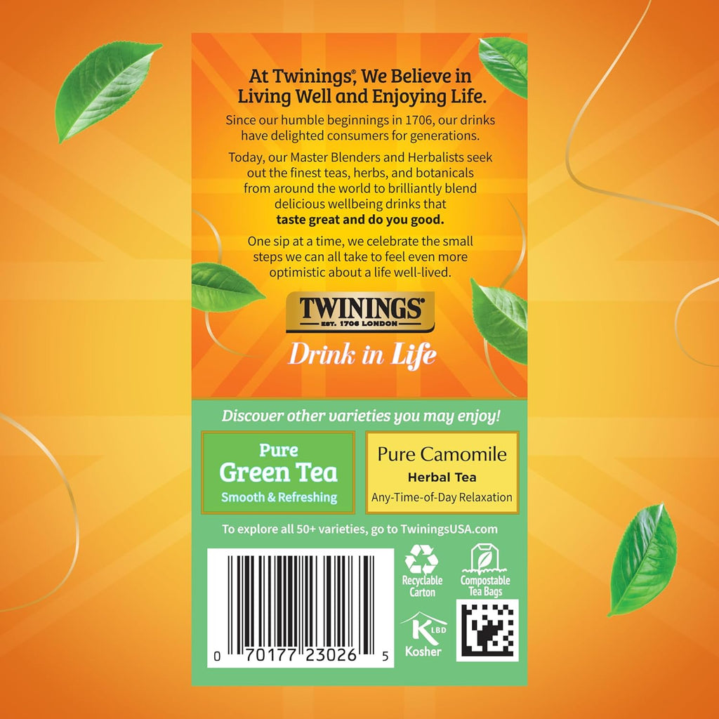 Twinings Pure White Tea - Individually Wrapped Bags, Light & Fresh Flavor, 20 Count (Pack of 6)
