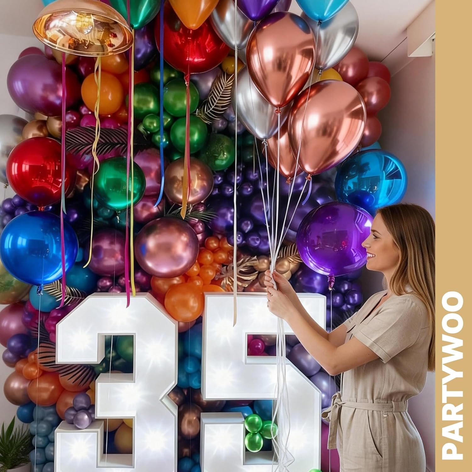 PartyWoo Metallic Balloons - 65pcs 12 Inch Assorted Colors for Baby Showers & Birthday Parties