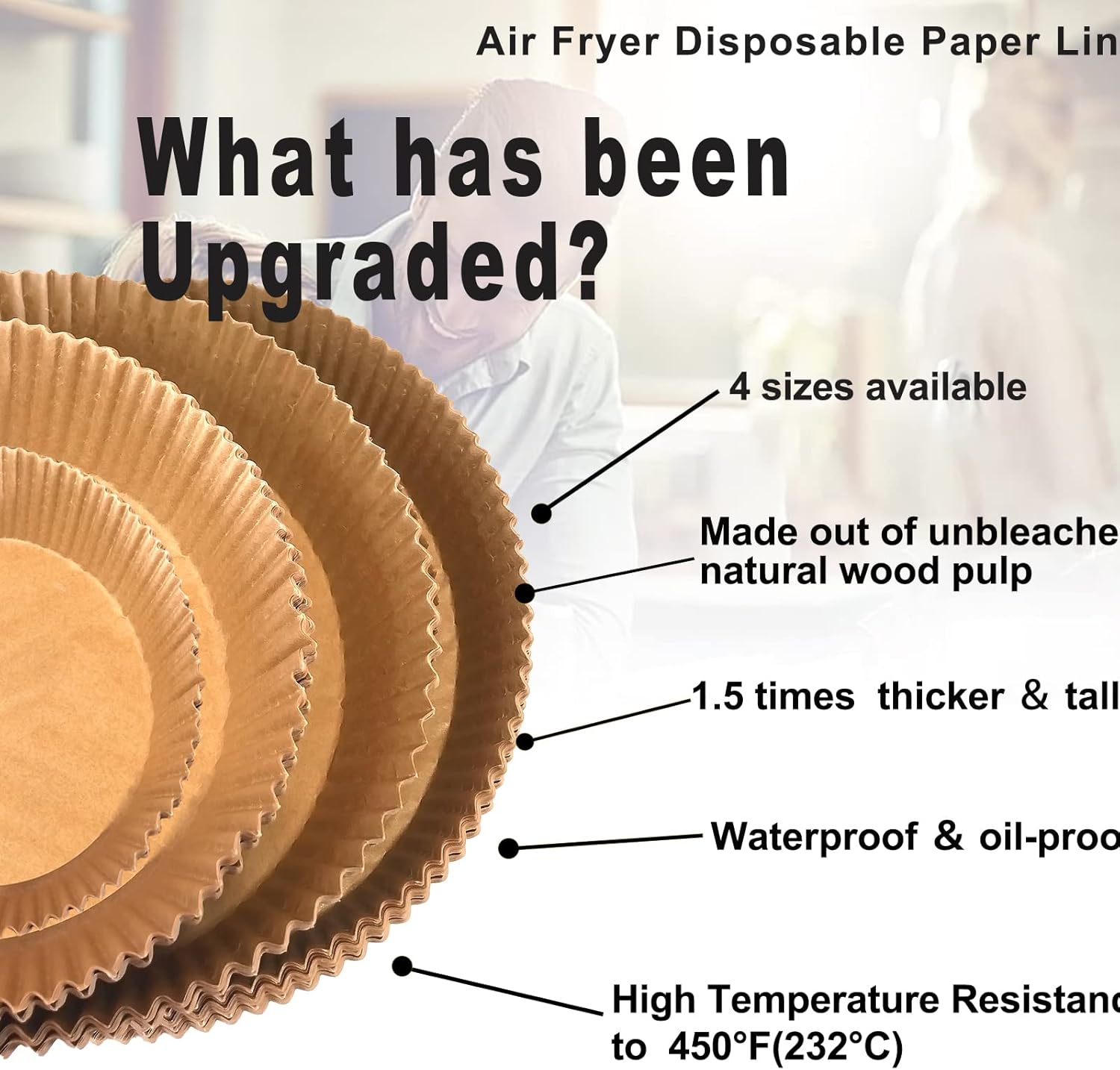 Ninja Power XL Air Fryer Disposable Paper Liners - 200 Pcs, 9-Inch Round Parchment for 4/5/6 Qt Fryers