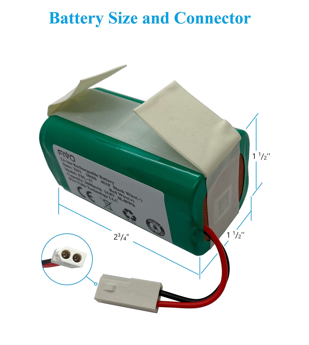 FIVO Replacement Battery for Bissell EV675, 2503, 2933, 2859, 3115, Bob Sweep WJ540011, WP460011RO Robotic Vacuum 2600mAh 14.8V