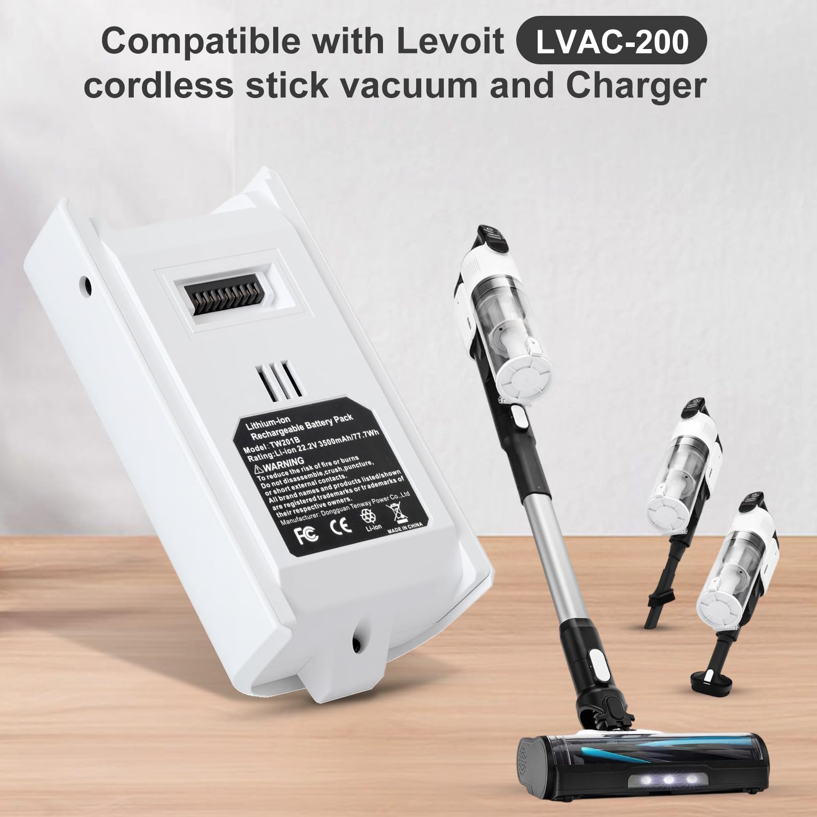 Paverost Battery LVAC-200 for Levoit Vacuum: Replacement Battery LVAC200 Compatible with Levoit LVAC-200 Cordless Vacuum Cleaner LVAC 200-22.2V 3500mAh