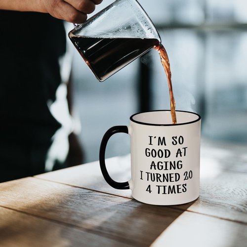 Aurahouse 80th Birthday Gifts for Women Men Mug, 80 Year Old Birthday Gifts for Women Men, Funny 80th Birthday Decoration Gift Ideas for Mom Dad Papa Aunt Grandma Grandpa, Turned 20 4 Times Coffee Cup