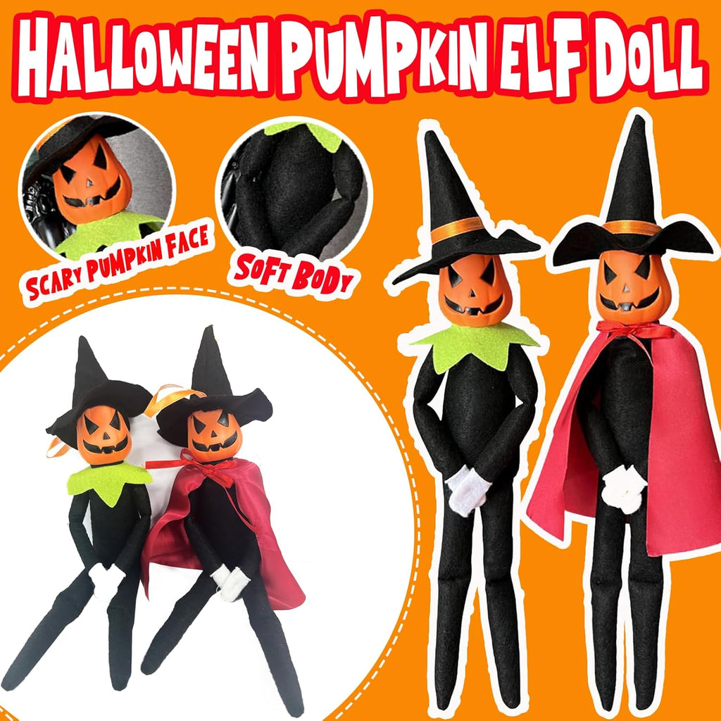 Rugwun Halloween Pumpkin Elf Doll - 14-Inch Handmade Stuffed Toy for Halloween & Christmas Decor