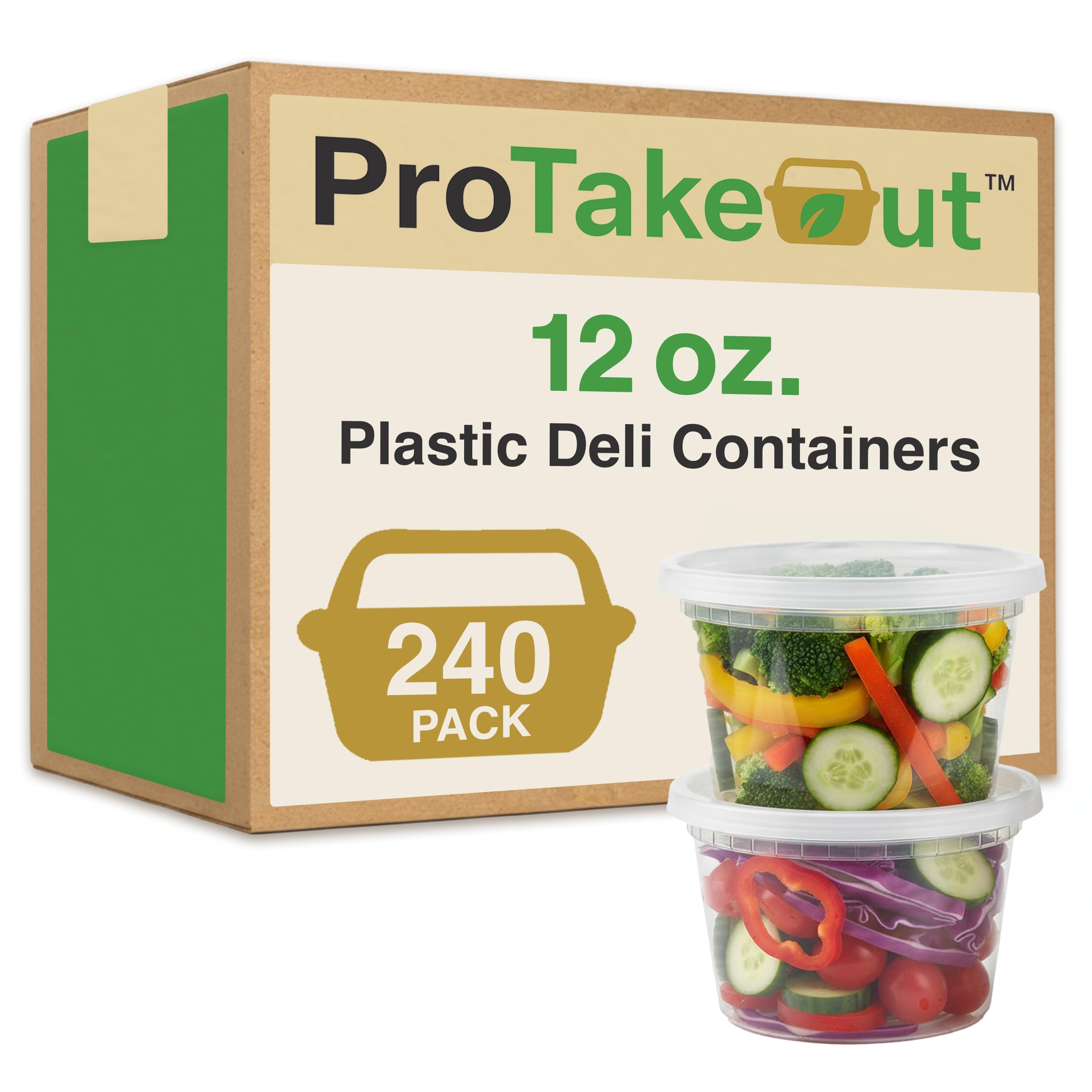 ProTakeOut [12oz-240 Set Plastic Deli Containers with Lids - BPA Free Clear Soup Containers with Airtight Lids, Leak Resistant Food Storage for Meal Prep, Stackable/Microwave/Dishwasher/Freezer Safe