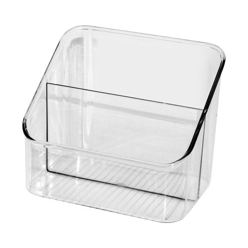 Oggi Clear 2-Section Divided Organizer - Bin for Kitchen Cabinet, Pantry, Tea, Snacks, Seed Packets & More, Durable Plastic Packet Organizer for Storage and Organization in Home or RV