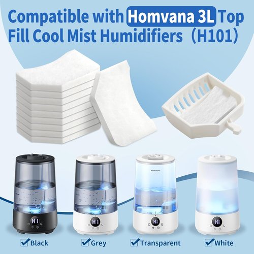 Homvana 50 Pack Unscented Humidifier Aroma Pads - Replacement Filters for 3.6L Cool Mist Humidifiers