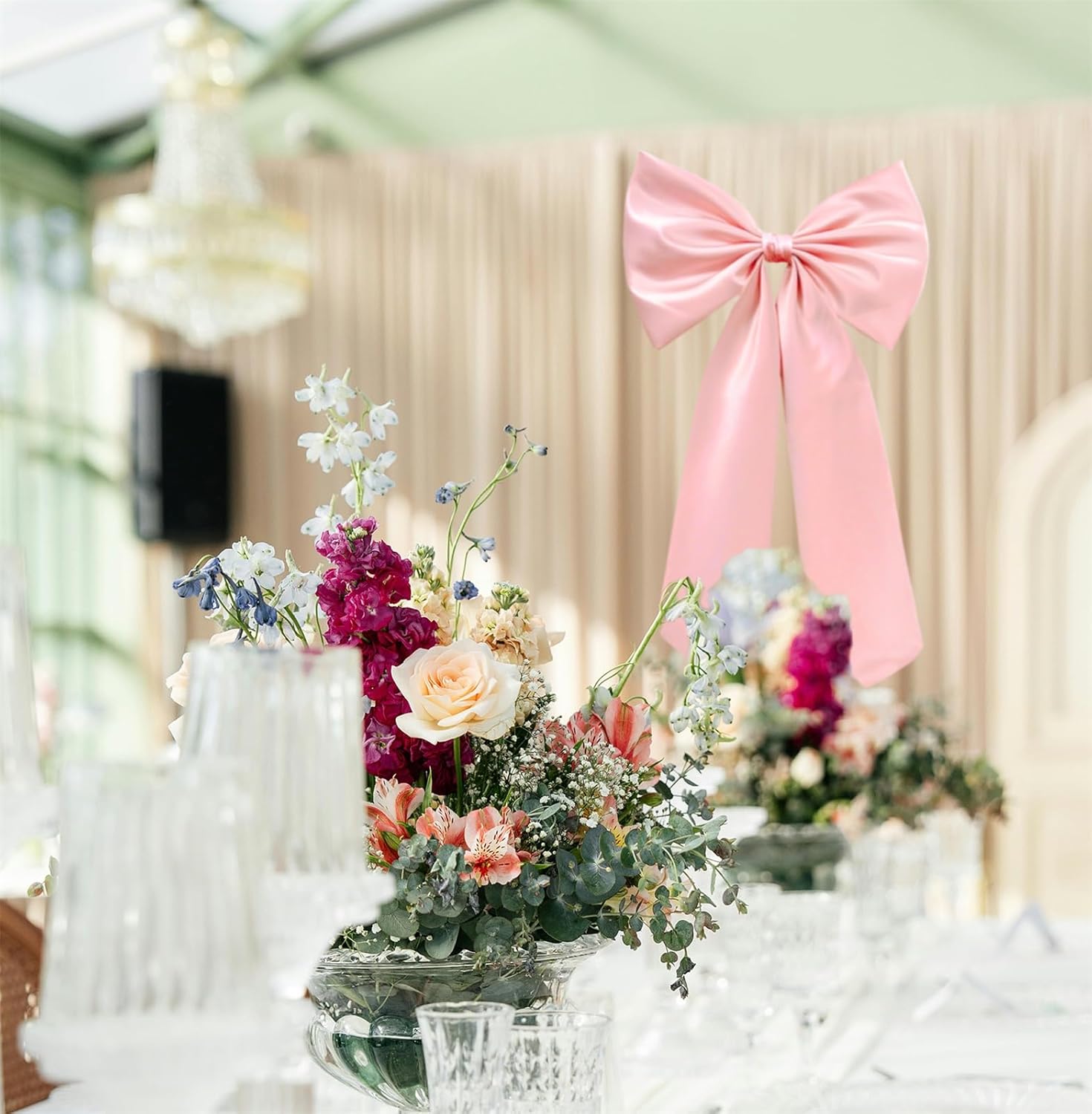 Skiennix Large Pink Bow - Decorative Ribbon for Baby Showers & Weddings | Perfect Wall Hanging Décor