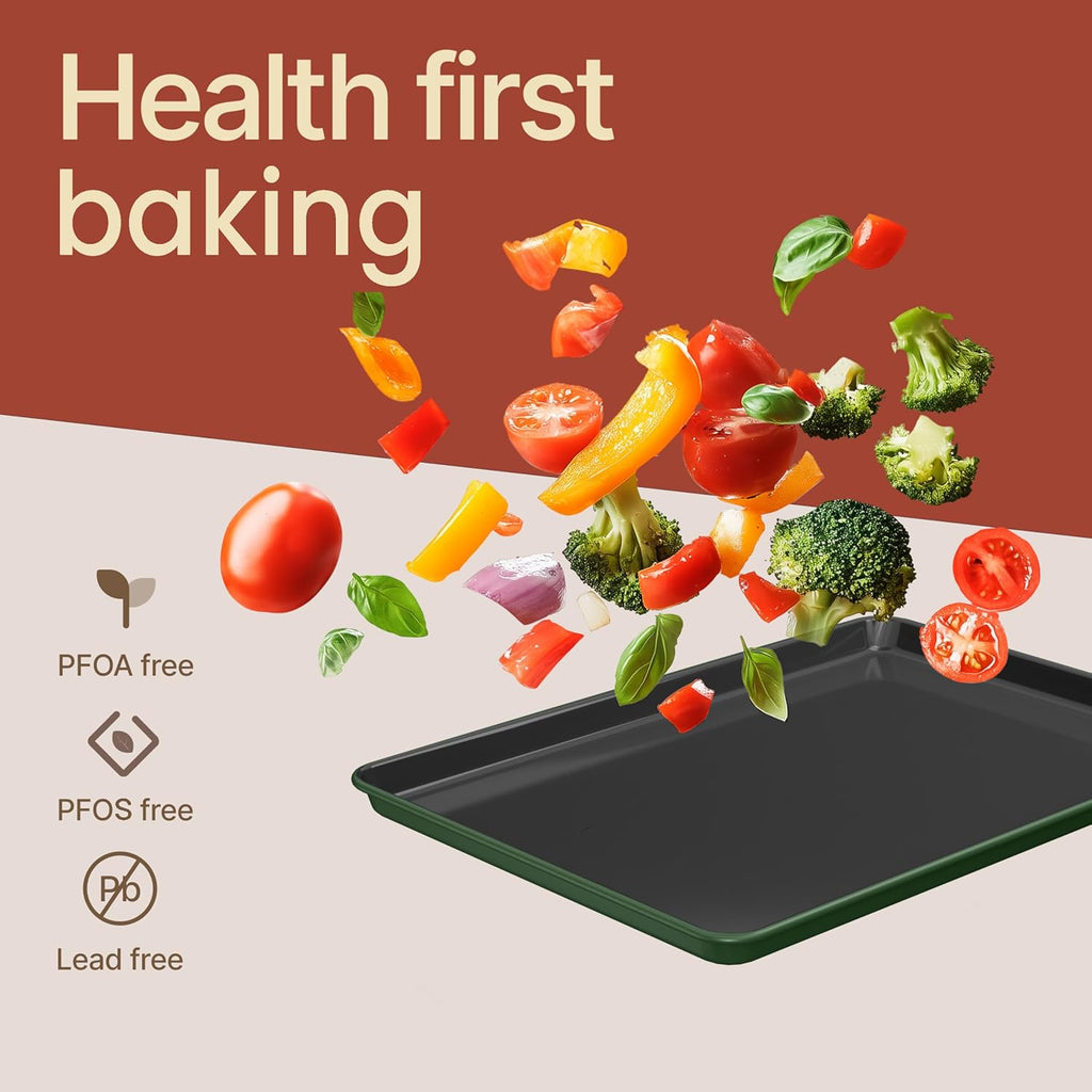 Bakken 8-Piece Bakeware Set - Nonstick Ceramic Coated Pans with Muffin, Loaf, Cake & Roasting Pan | Oven Safe Up to 500°F, Green