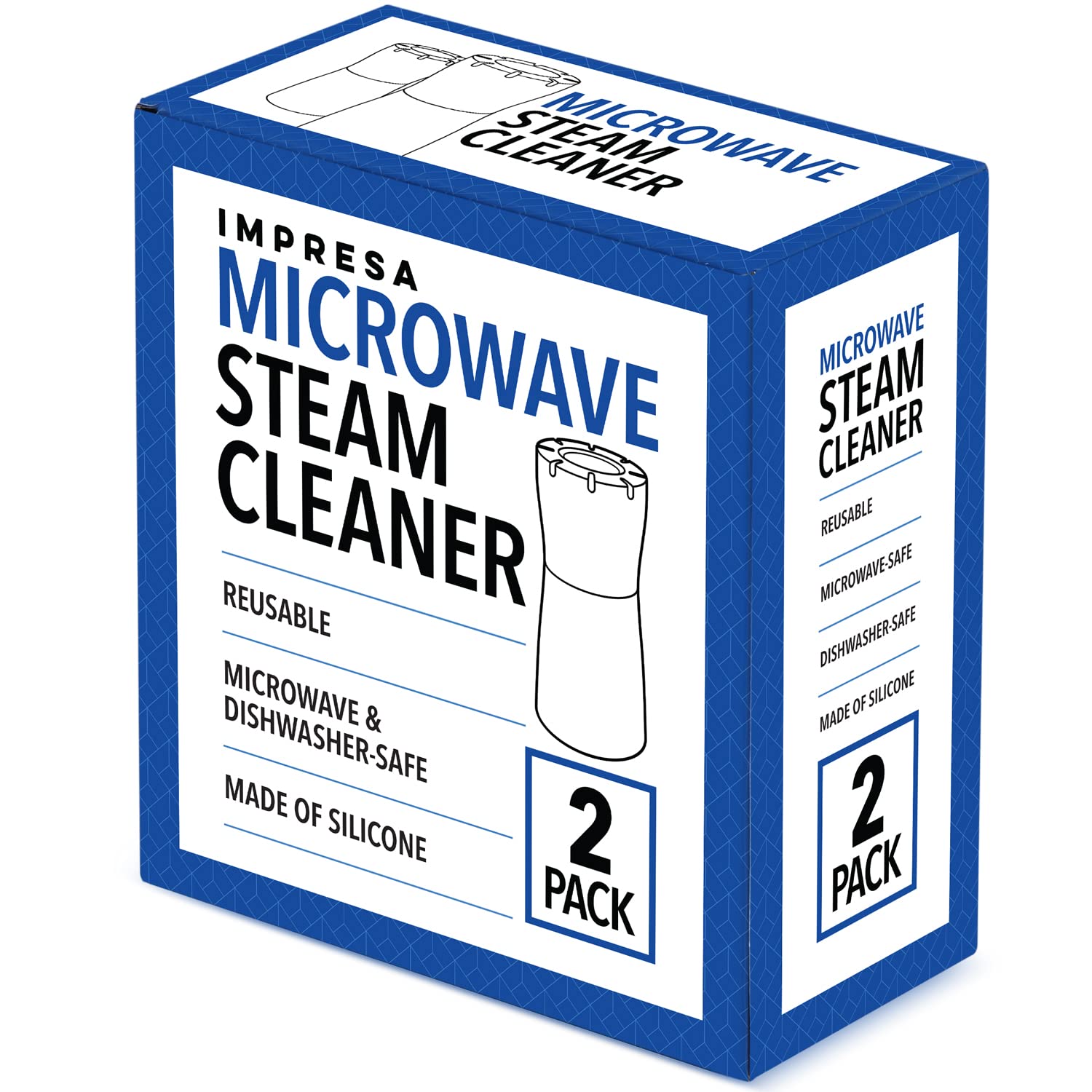 IMPRESA 2 Pack Blue Microwave Steam Cleaner for Quick and Effortless Cleaning - Microwave Cleaning Device with Vinegar and Water for Grime and Odor Removal