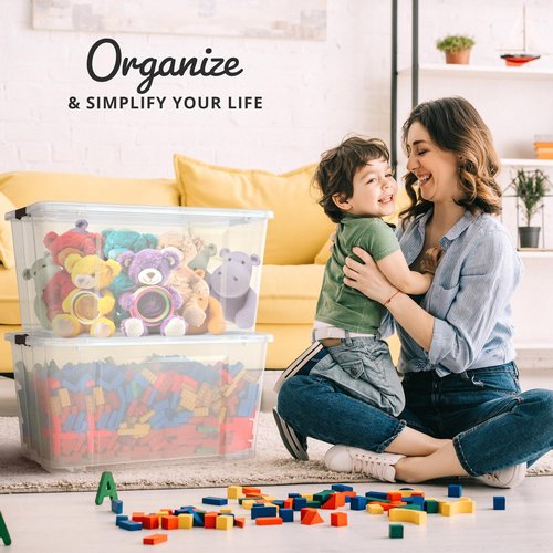 Lifetime Appliance Parts 75 Qt. Clear Plastic Storage Bin Tote - Ultra Durable Lid & Secure Latching Buckles