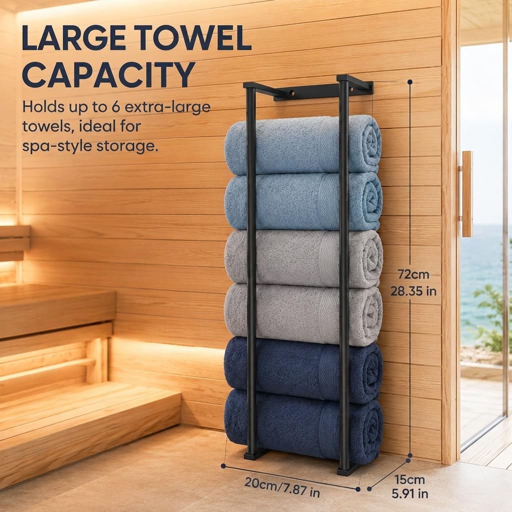 Bathroom Towel Storage Rack,28 Inch Stainless Steels Towel Racks for Bathroom, Wall Mounted Organizers and Storage Shelves for Bathroom,Brushed Silver