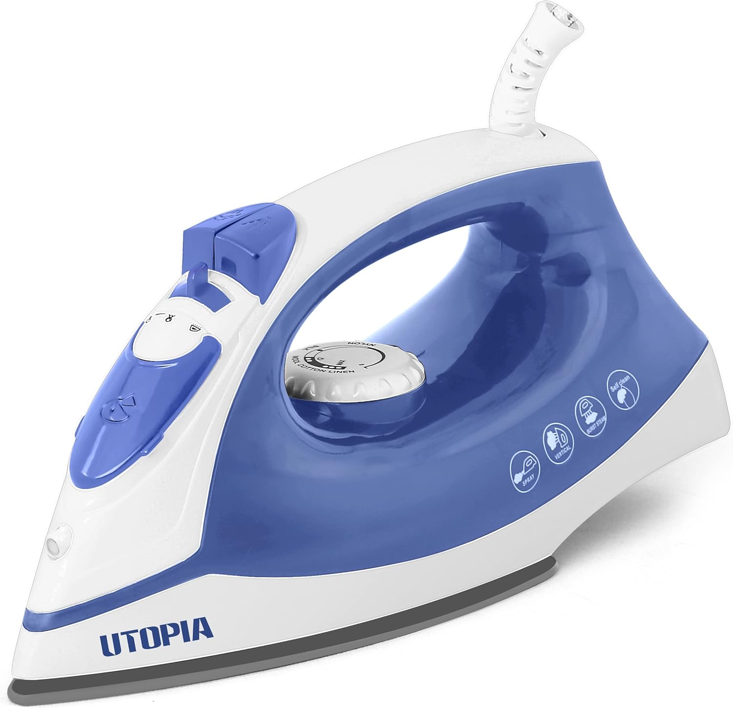 Utopia Home Steam Iron - 1200W Non-Stick Soleplate Clothes Iron with Adjustable Thermostat & Safety Features | Blue