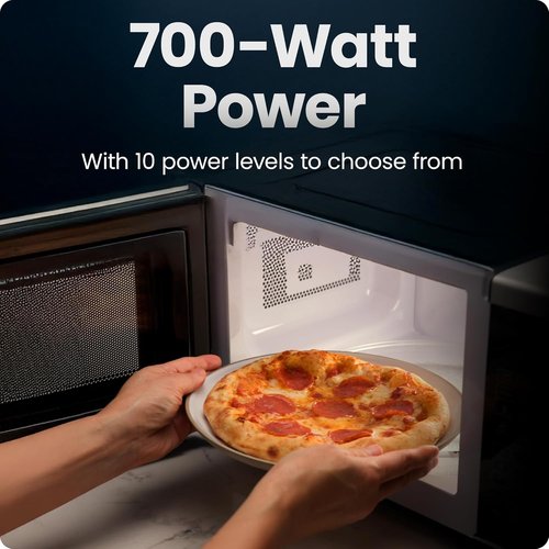 Chefman Microwave Oven - 0.7 Cu. Ft. Capacity, 700 Watts, 10 Power Levels & Child Safety Lock - Black