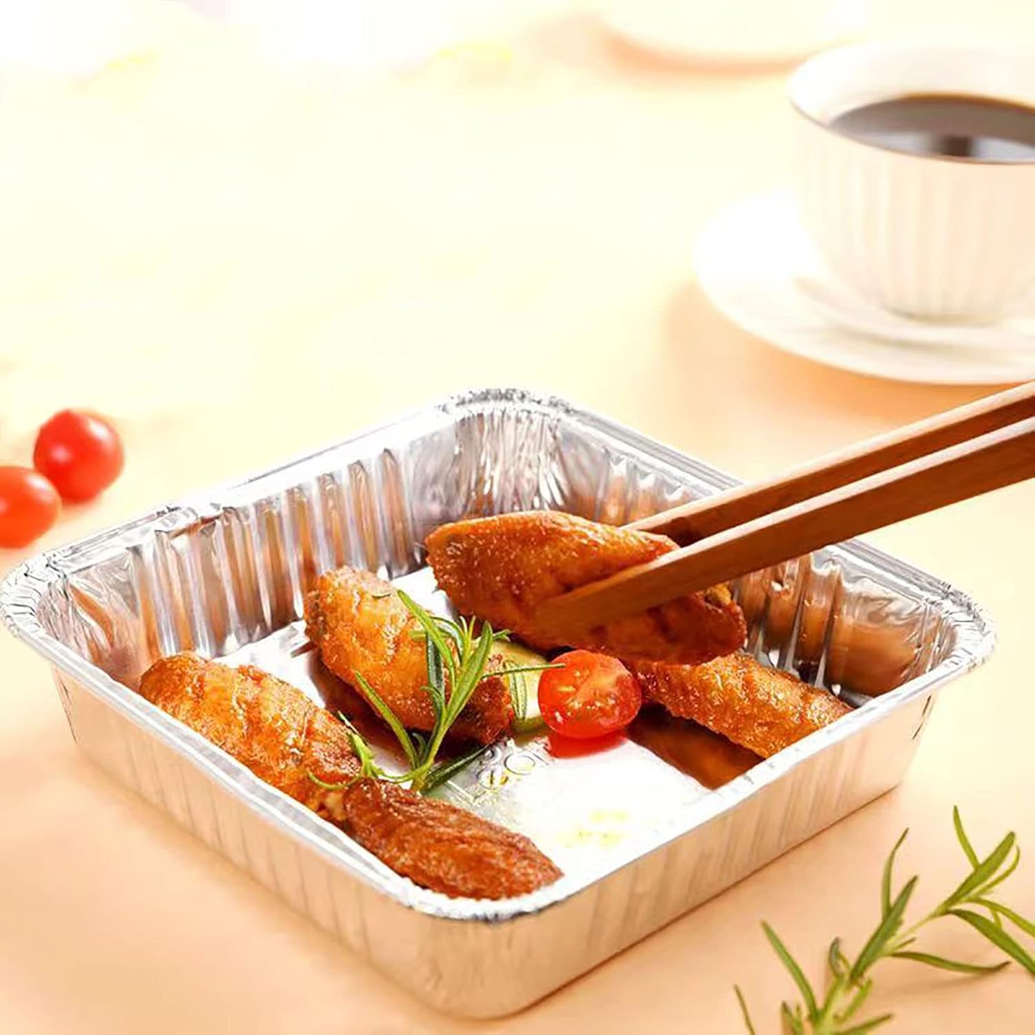 Aluminum Baking Pans by [Brand Name] - 30 Pack 8” x 8” Disposable Foil Containers with Lids | Heavy-Duty & Recyclable