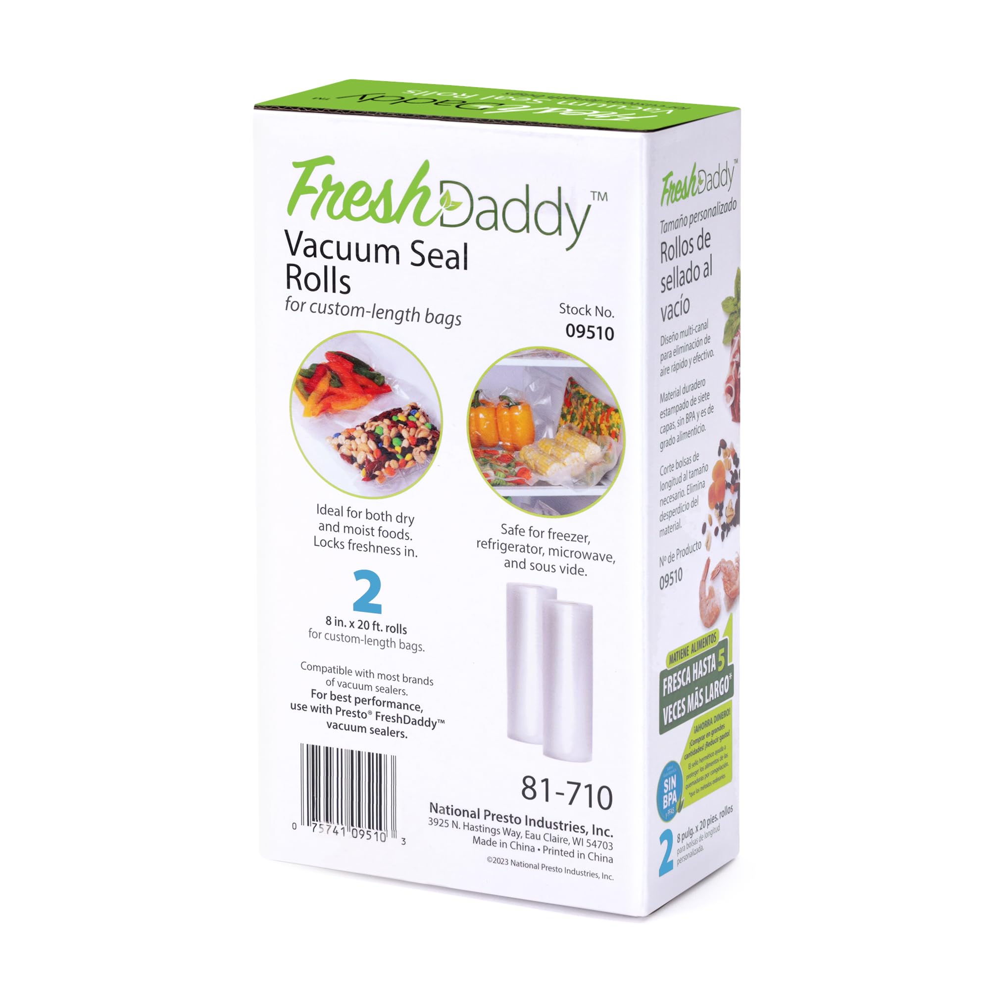 Presto 09510 FreshDaddy Vacuum Seal Rolls for Custom-Length Bags
