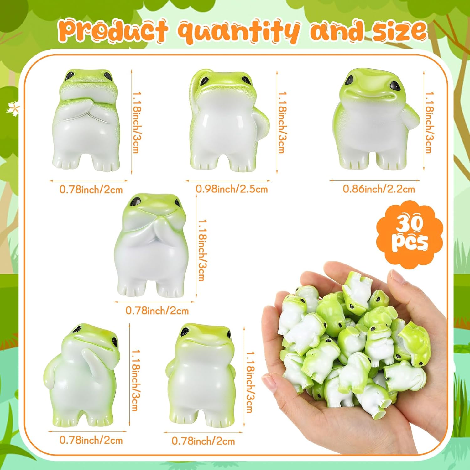 Novabright Mini Resin Frog Figurines - 30 Pcs Cute Statues for Home & Fairy Garden Decor