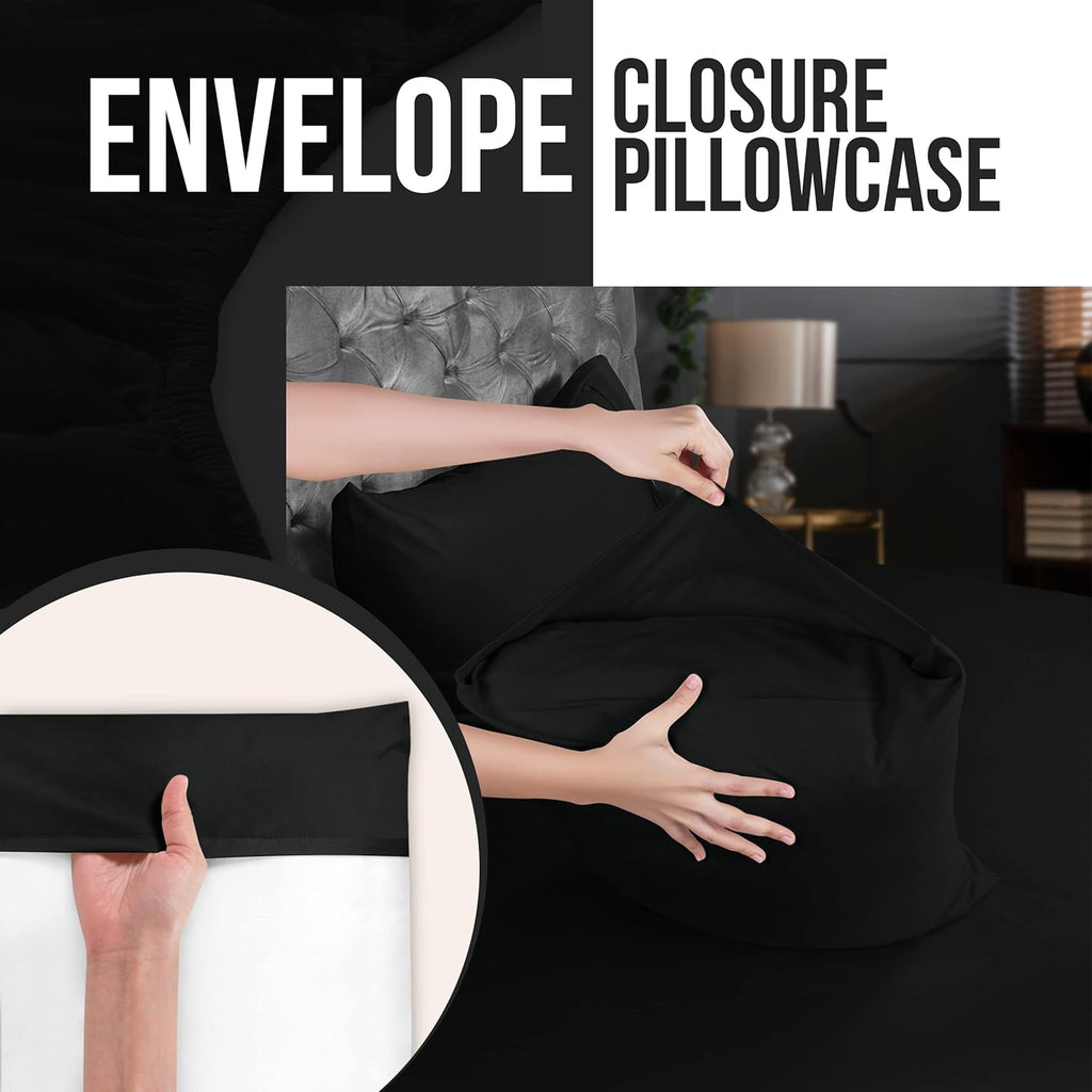 Utopia Bedding Queen Pillow Cases - 12 Pack | Soft Brushed Microfiber | Fade Resistant 20" x 30" Black