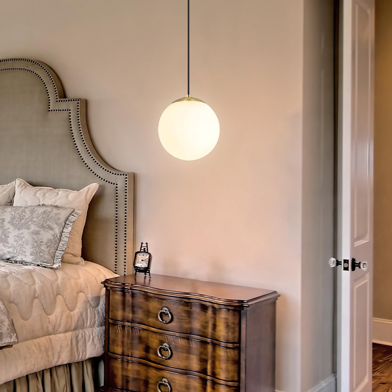 KoKo&Yukina 6 Inch Milk White Glass Globes Shade Frosted Replacement Glass Shades - 2.67" Fitter Opening - Lighting Fixture Replacement