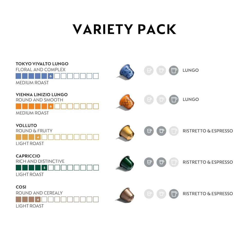 Nespresso Coffee Pods - Mild Roast Blend Variety Pack | 50 Count Original Line Capsules