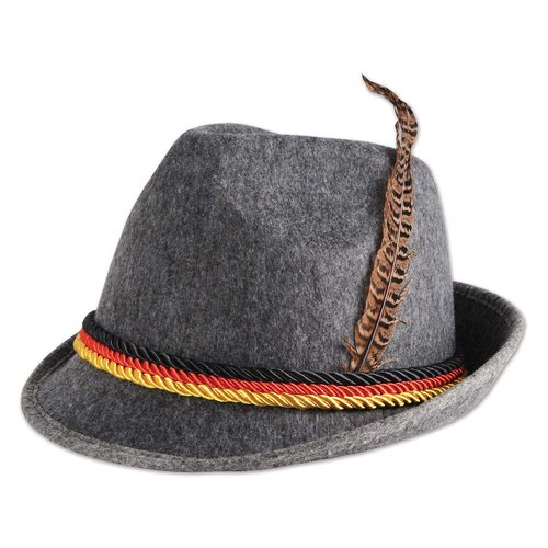 Beistle 2-Pack German Alpine Grey Felt Hats, Party Hats for Parties & Festive Celebrations, Oktoberfest Men Women, One Size