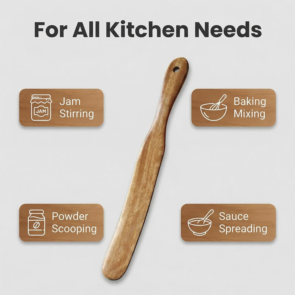 AOOSY Skinny Spurtle,11" Acacia Wood Spatula for Sourdough, Mixing