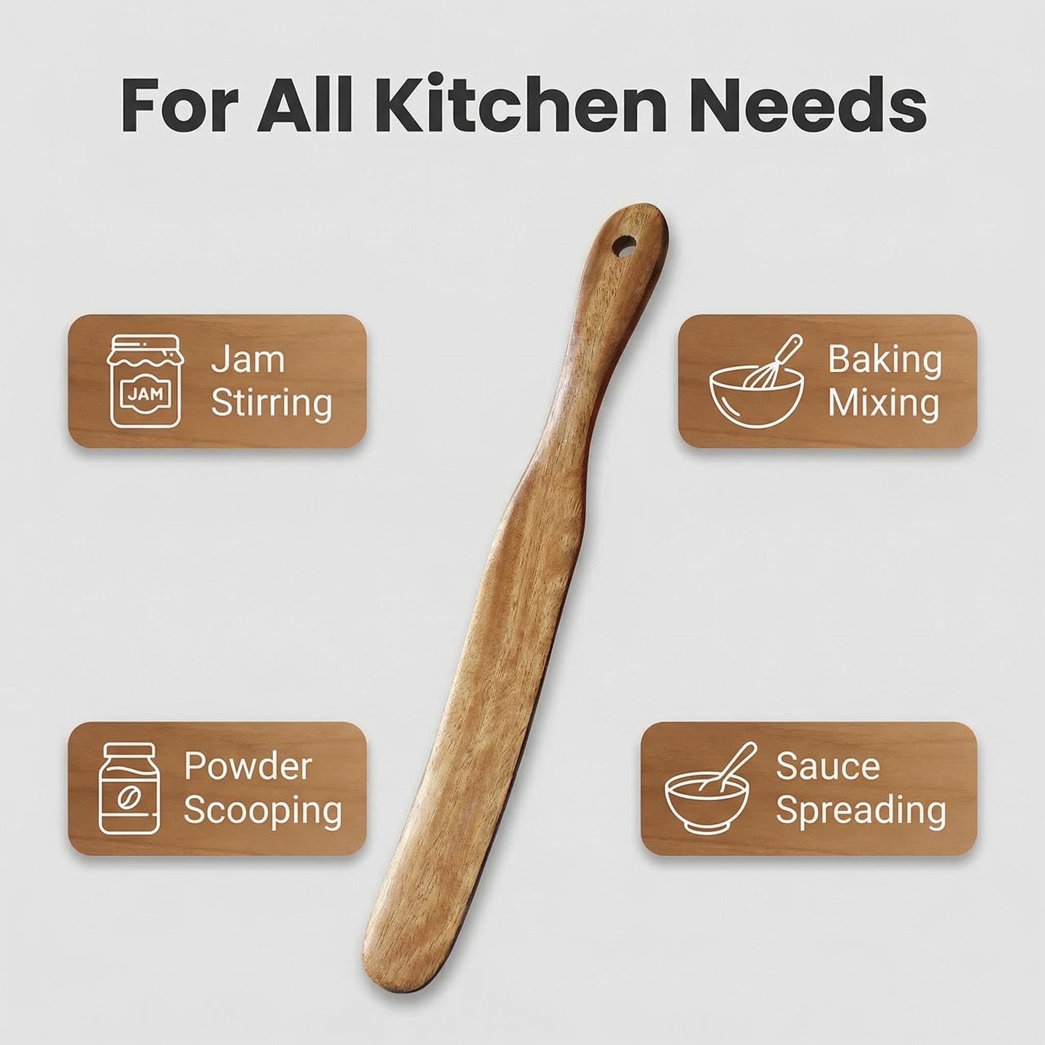 AOOSY Skinny Spurtle,11" Acacia Wood Spatula for Sourdough, Mixing