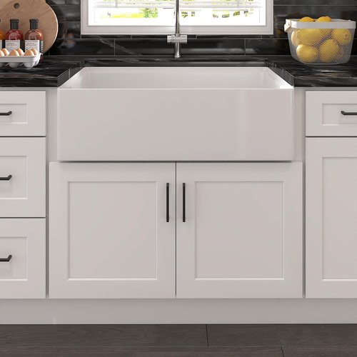 Furinno Shaker Farm Sink Base Kitchen Cabinet - Ready to Assemble | 24"D x 36"W x 34.5"H, White