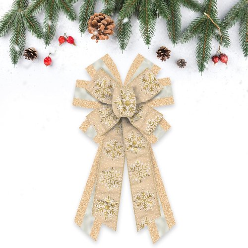 Estivaux Large Christmas Bows - Glitter Golden Burlap Bow for Wreaths & Holiday Decor | Perfect for Front Door & Xmas Tree