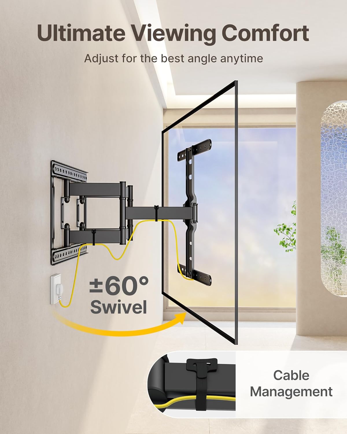 monTEK Ultra Slim TV Wall Mount - Full Motion Bracket for 37-75 Inch TVs, 132lbs Capacity | Max VESA 400x400mm