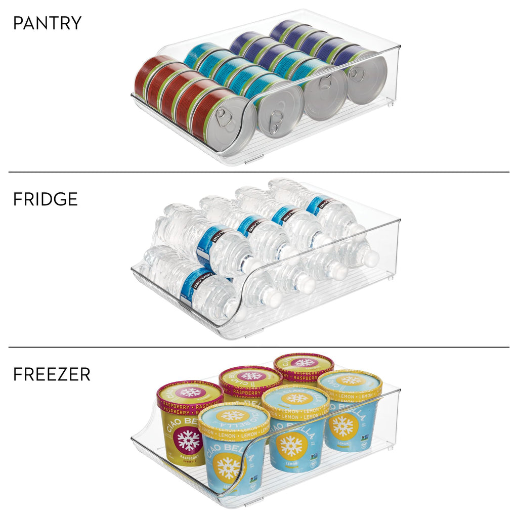 iDesign Plastic Water Bottle Organizer for Fridge, Bottle Holder for Kitchen and Pantry, Clear, 2-Pack