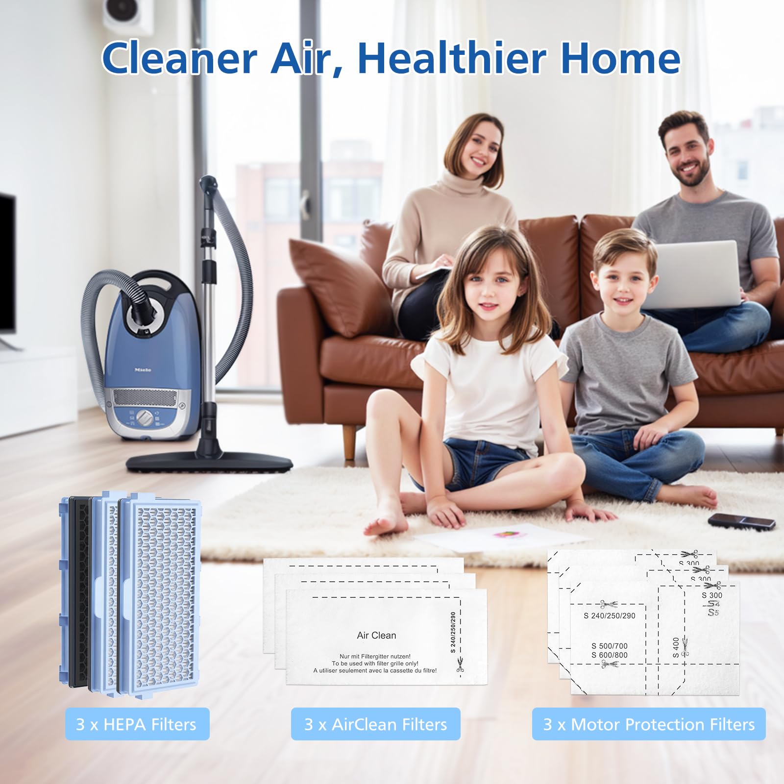 3 Pack SF-HA 50 Filters, Only Compatible with Miele Compact C1 & C2, Complete C2 & C3, S8340, S4, S5, S6, S8, S4000–S8999 and Guard L1/ M1/ S1 Vacuum Cleaners–NOT for Classic C1 or Complete C1