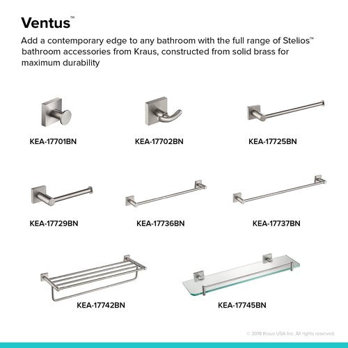 Kraus Ventus Bathroom Robe and Towel Double Hook, Brushed Nickel Finish, KEA-17702BN