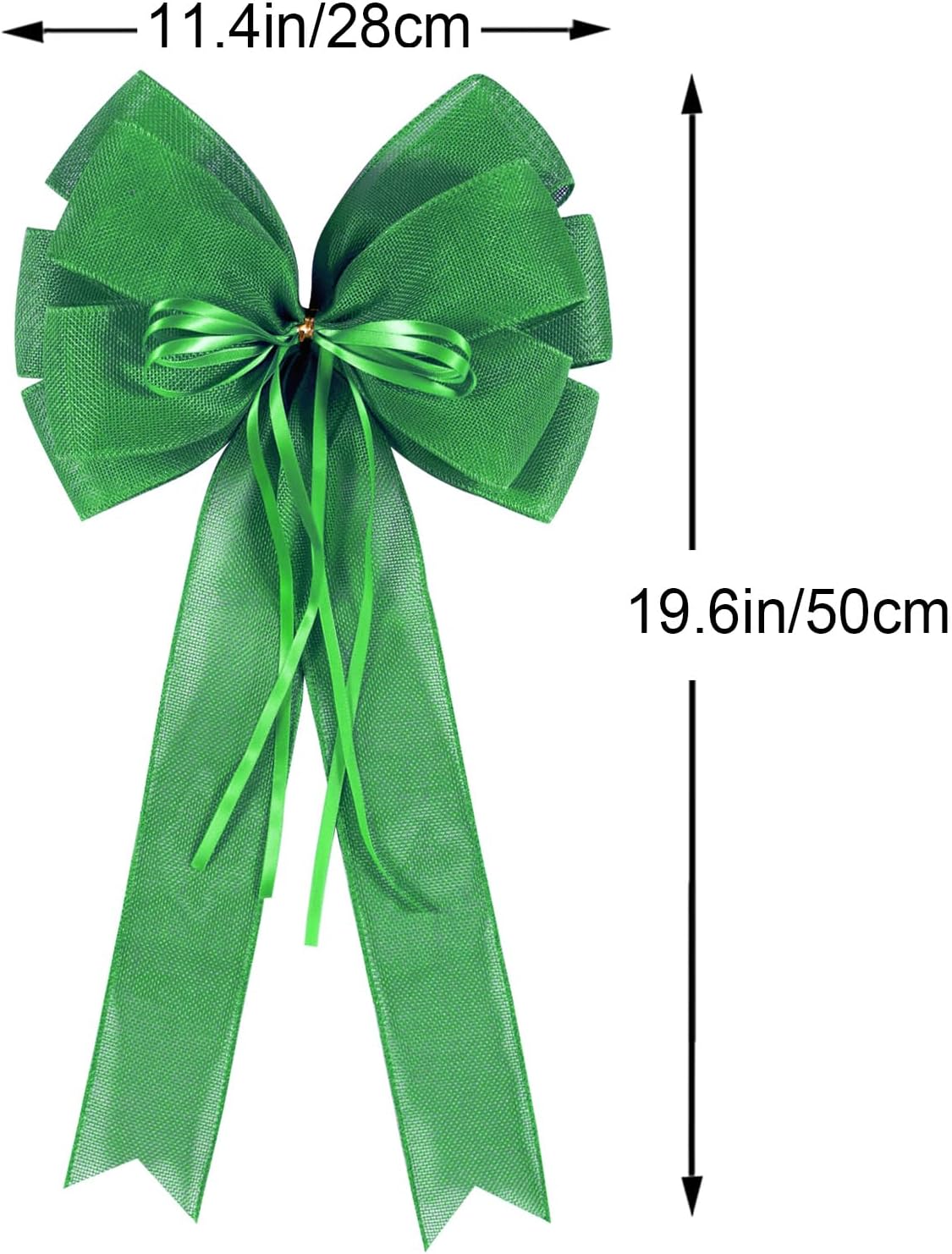 Skiennix St. Patrick's Day Wreath Bow Decor - 2 PCS Green Burlap & Glitter Tree Topper Bows