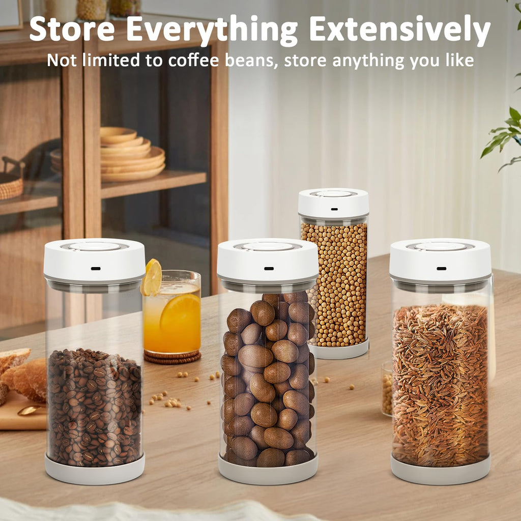 YINDUZ Automatic Vacuum Coffee Canister, 1.35L Airtight Coffee Canister for 18oz Coffee Beans, One-Button Operation & Date Tracker, Coffee & Food Storage Container, Coffee Bar Accessories, Gifts